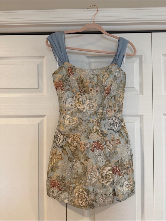Lulus Dresses & Skirts - Lulu's Light Blue Floral Brocade Mini Dress